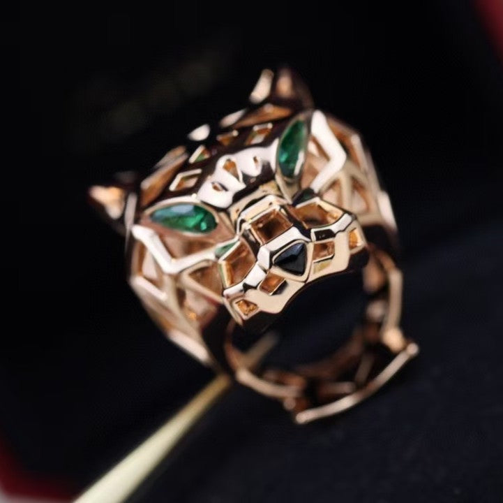 [Olivia Jewelry]HOLLOW LEOPARD HEAD RING