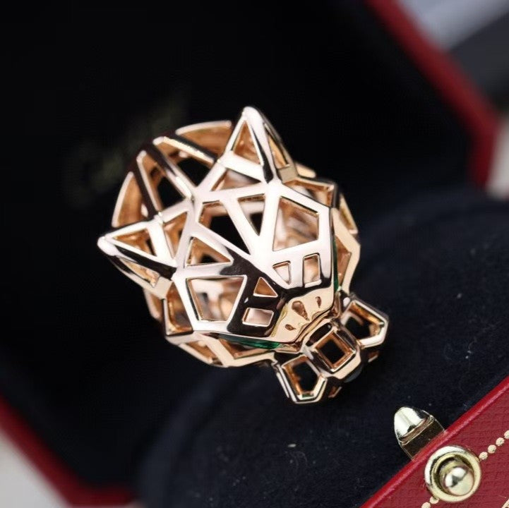 [Olivia Jewelry]HOLLOW LEOPARD HEAD RING