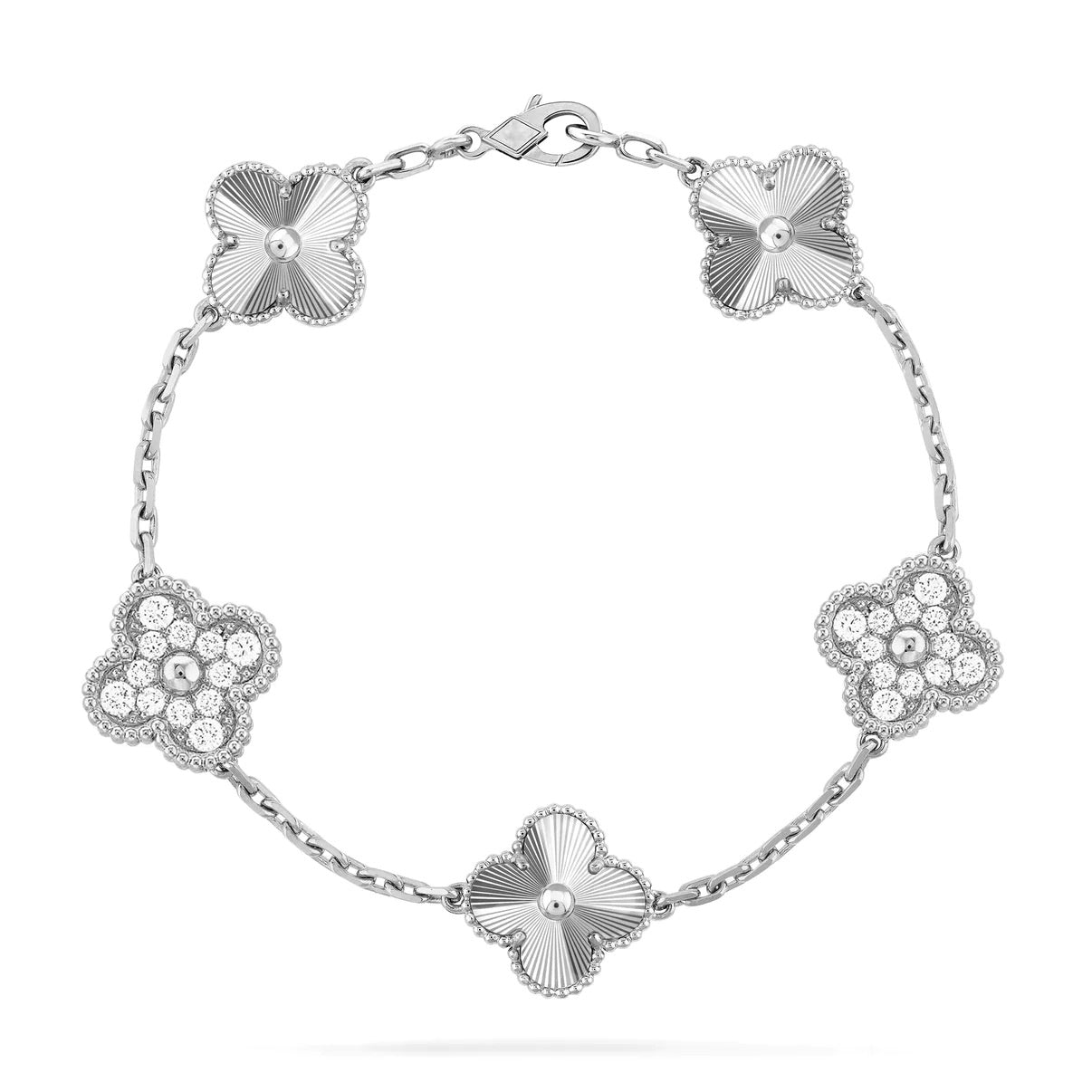 [Olivia JW]CLOVER 5 MOTIF SILVER DIAMOND BRACELET