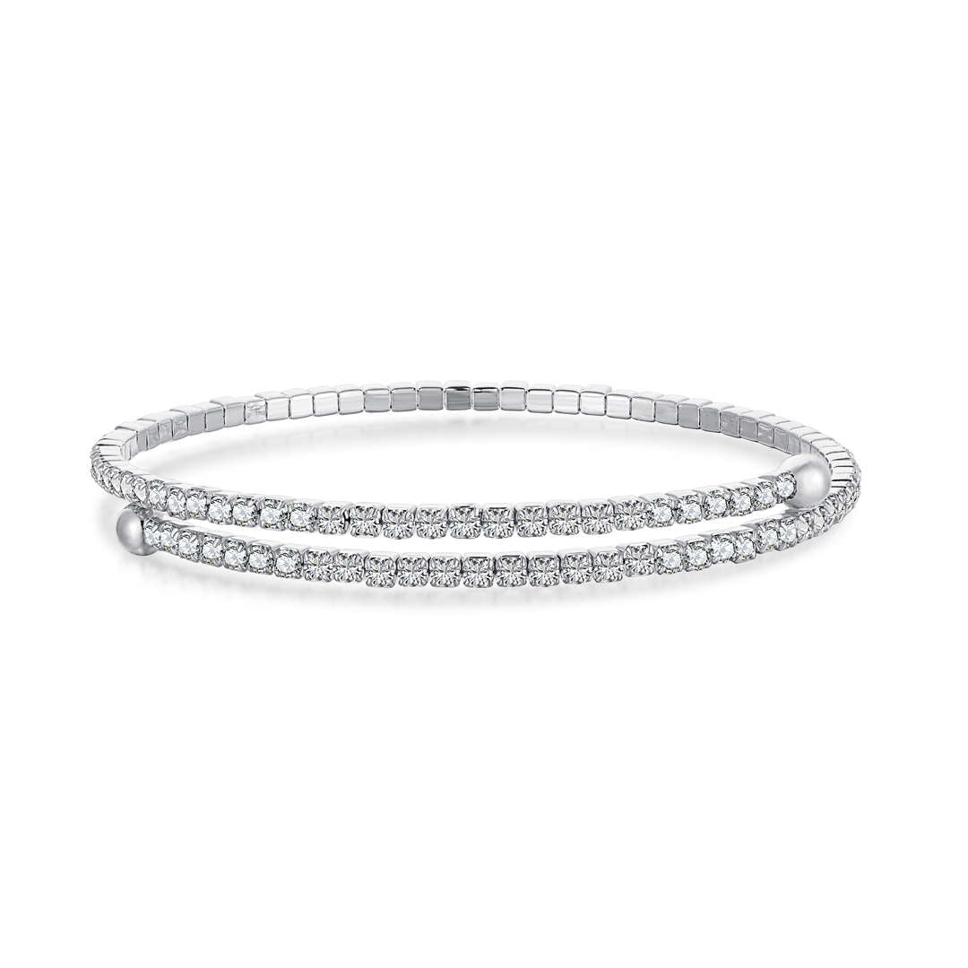 [Olivia Jewelry]Row of Diamonds Round Fashion Bracelet