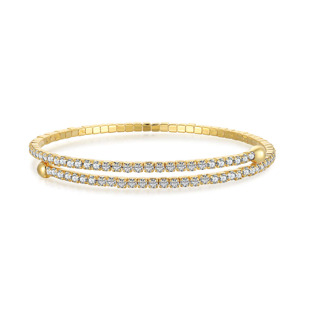 [Olivia Jewelry]Row of Diamonds Round Fashion Bracelet