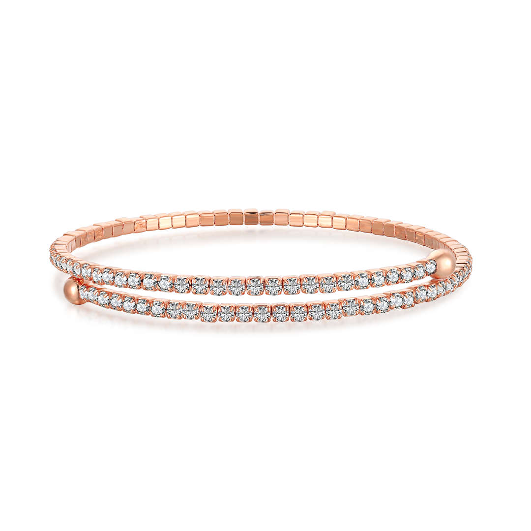 [Olivia Jewelry]Row of Diamonds Round Fashion Bracelet