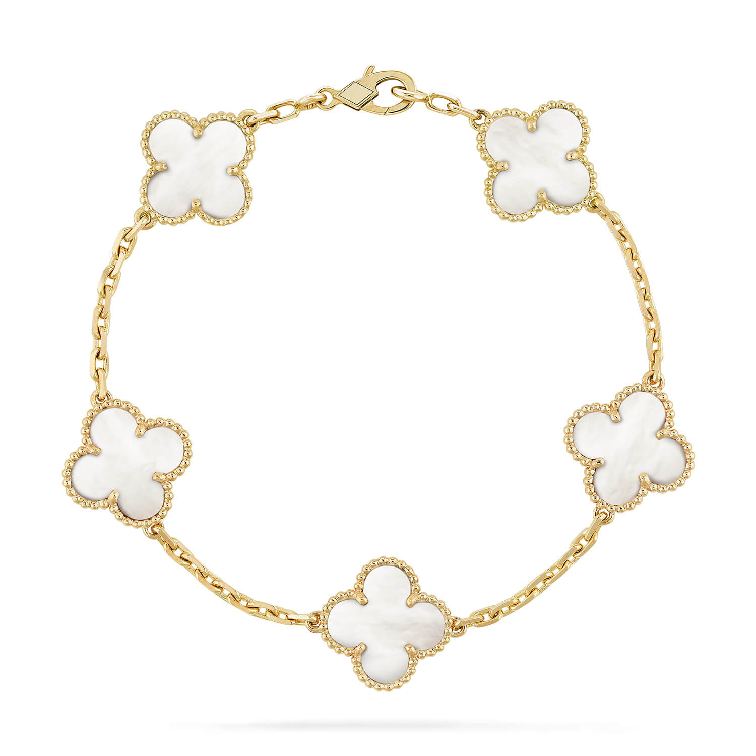 [Olivia JW]CLOVER  5 MOTIF WHITE MOP BRACELET
