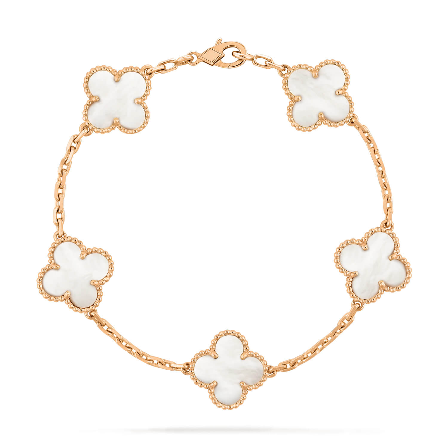 [Olivia JW]CLOVER  5 MOTIF WHITE MOP BRACELET