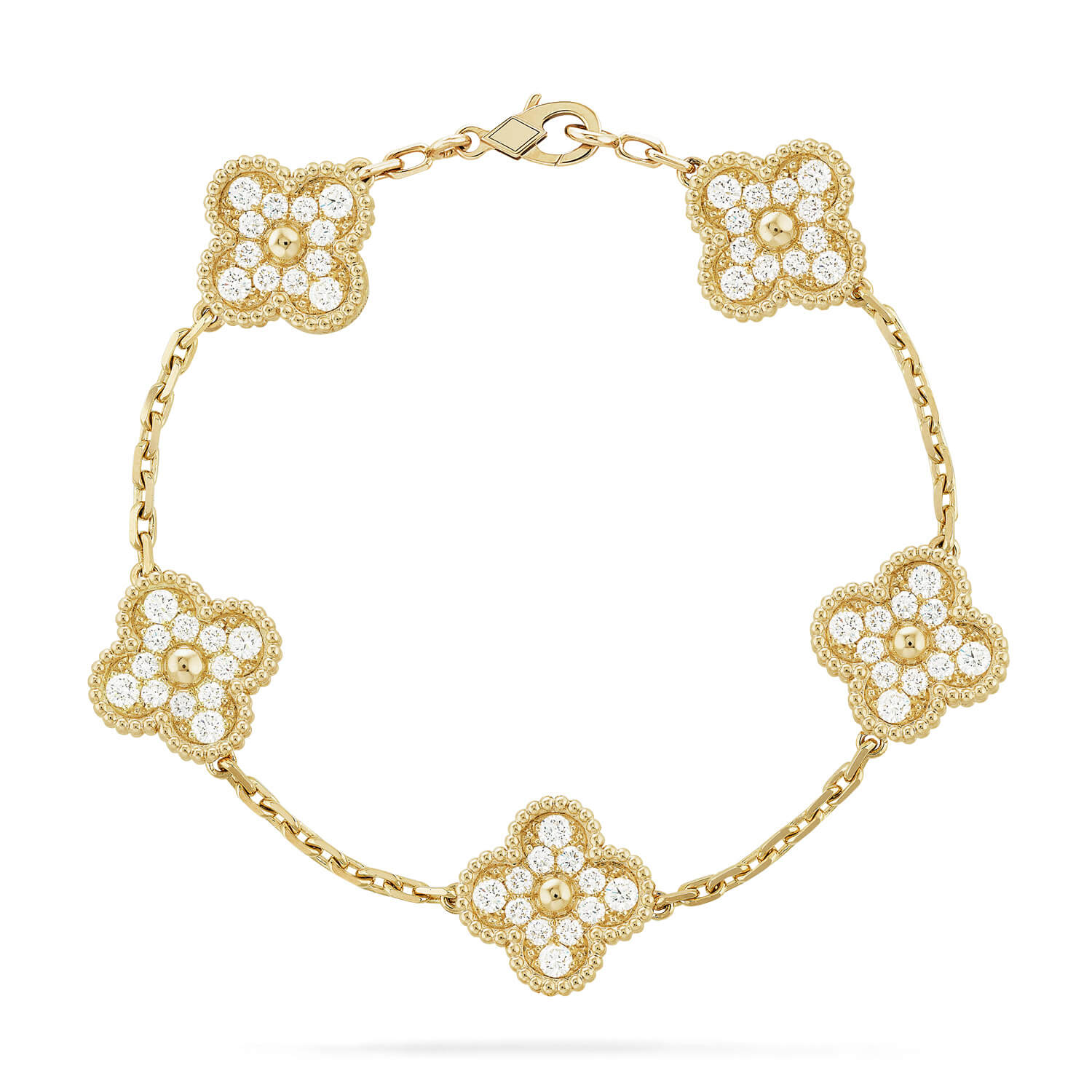 [Olivia JW]CLOVER 5 MOTIFS  FULL DIAMOND BRACELET