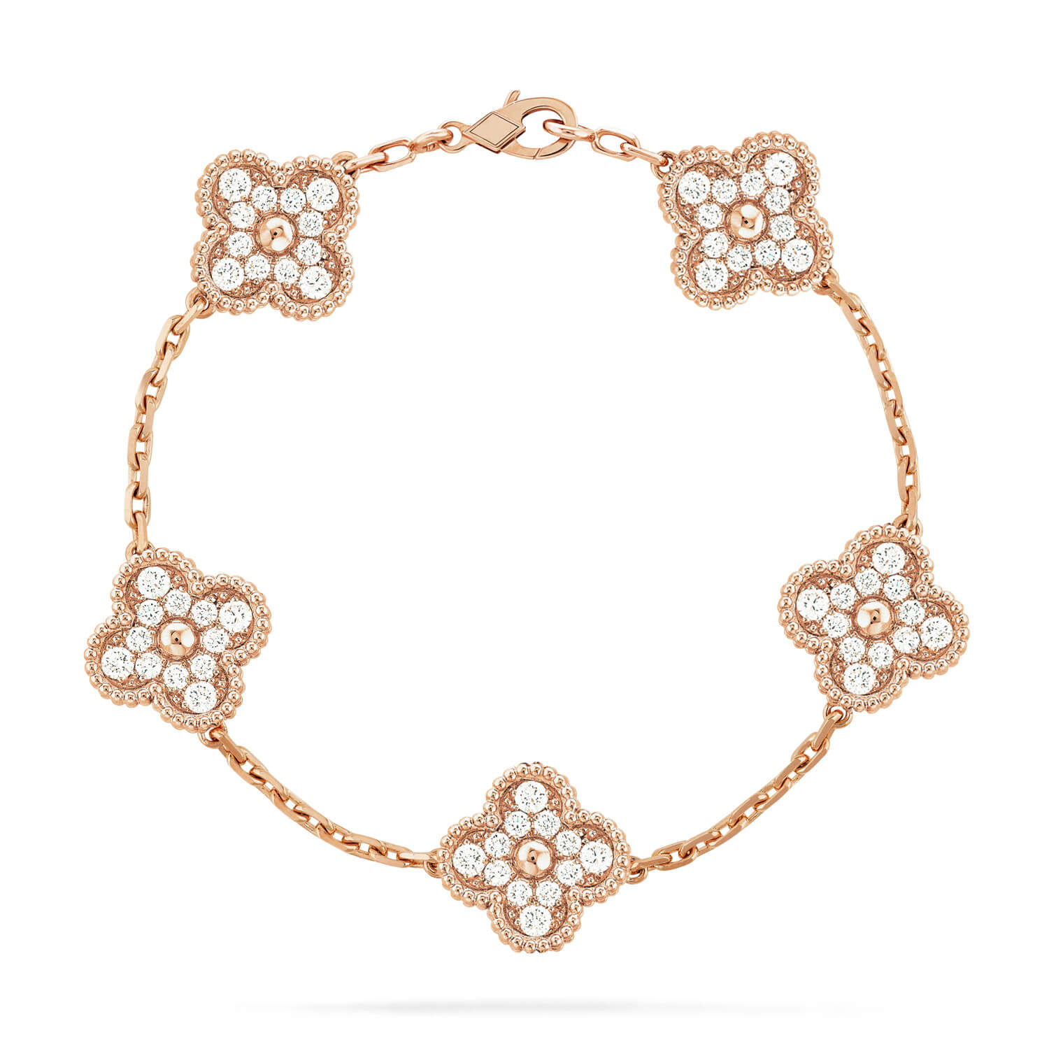 [Olivia JW]CLOVER 5 MOTIFS  FULL DIAMOND BRACELET