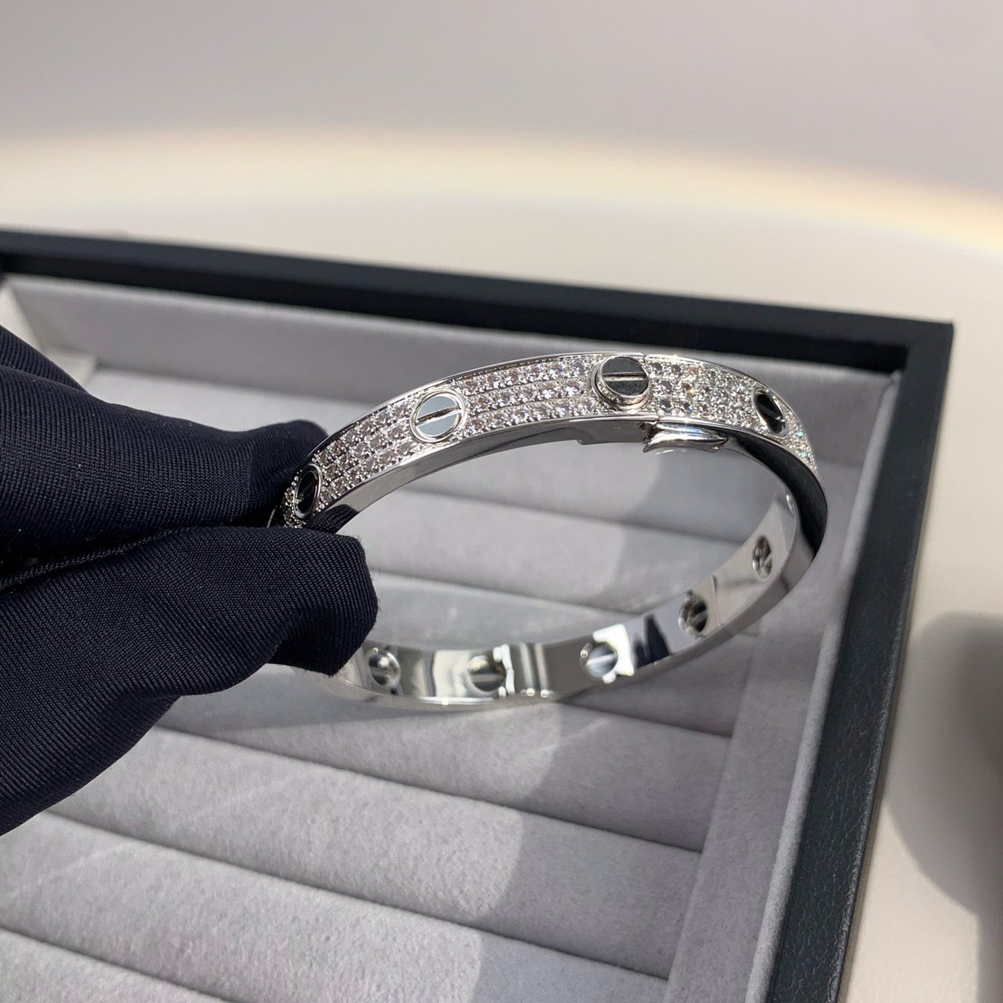 [Olivia Jewelry]LOVE BRACELET 6.1MM DIAMOND-PAVED CERAMIC