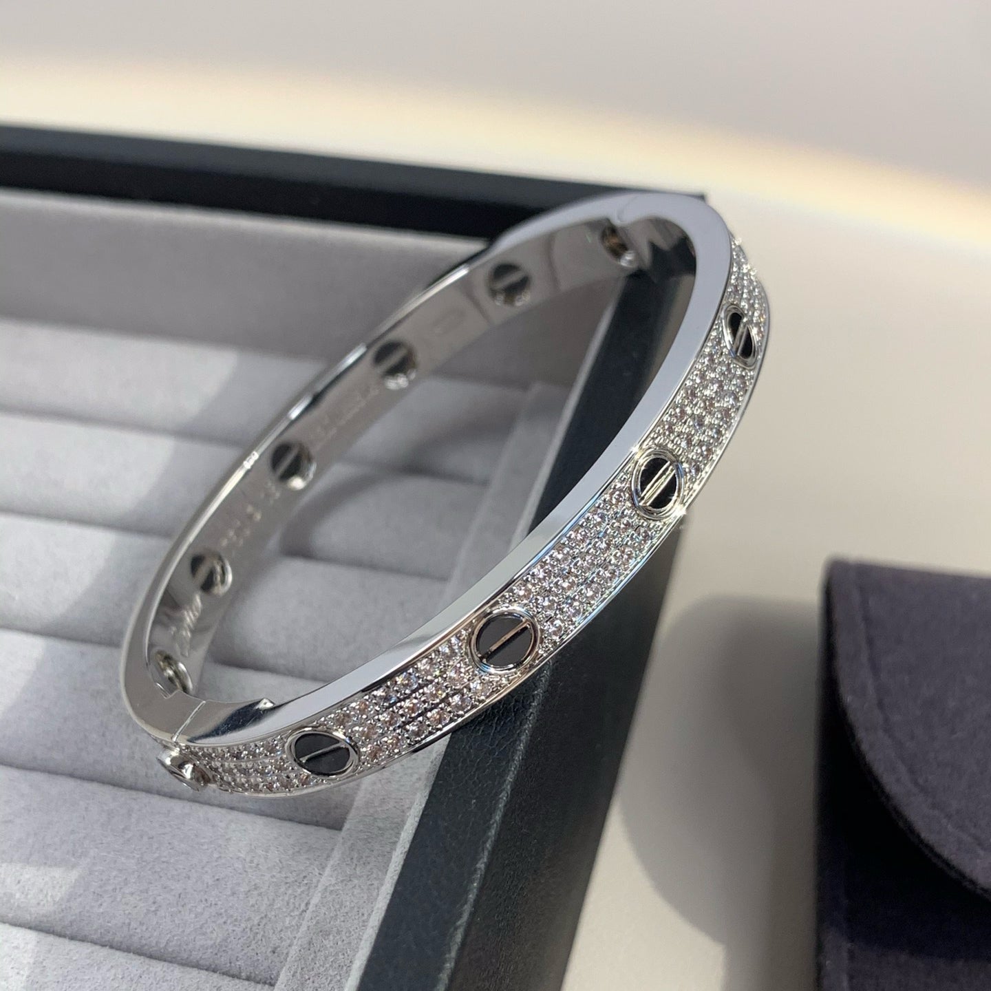 [Olivia Jewelry]LOVE BRACELET 6.1MM DIAMOND-PAVED CERAMIC