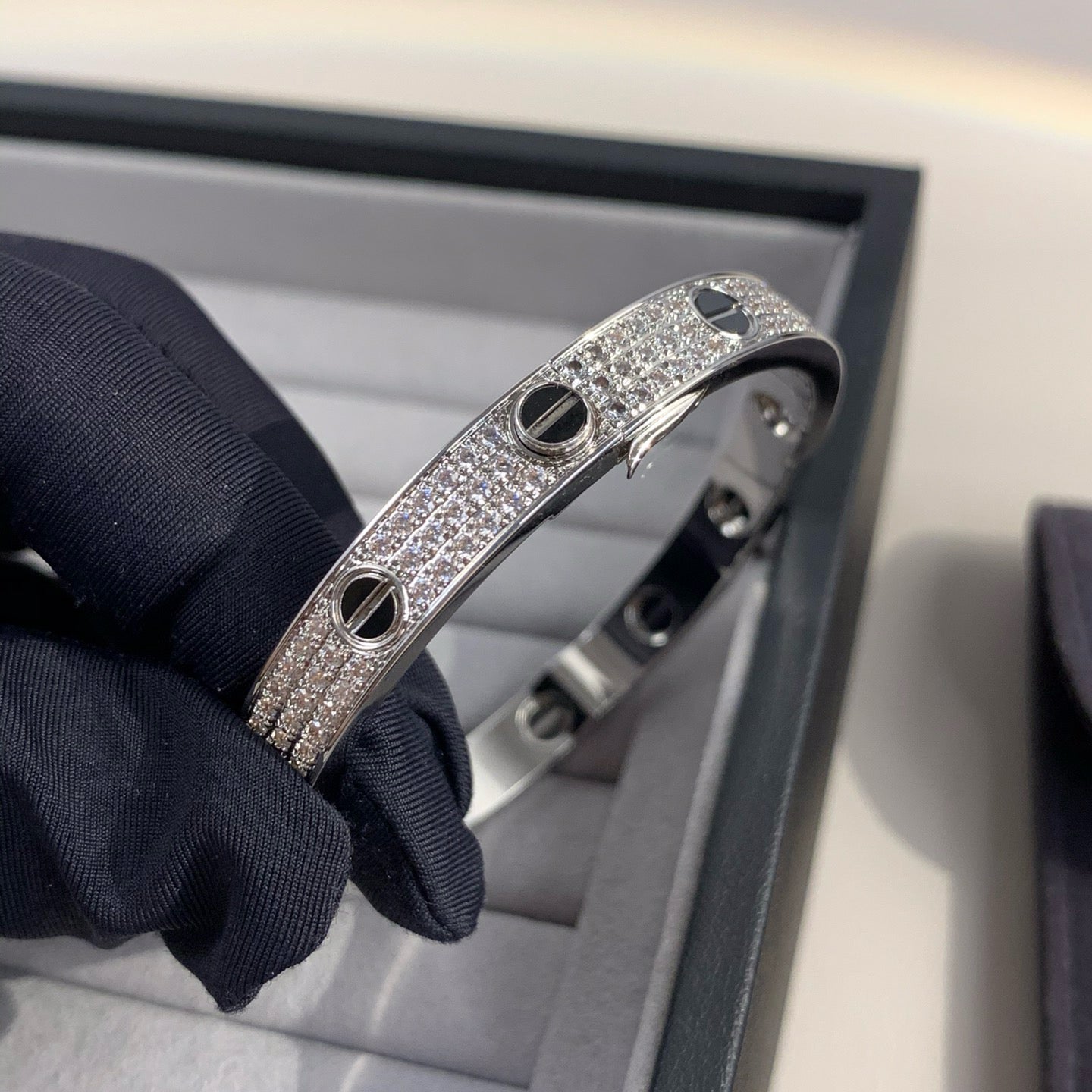 [Olivia Jewelry]LOVE BRACELET 6.1MM DIAMOND-PAVED CERAMIC