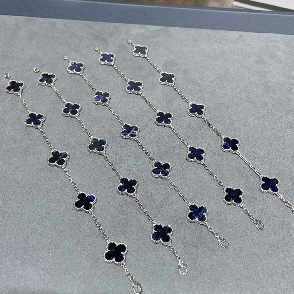 [Olivia JW]CLOVER 5 MOTIF PIETERSITE SILVER BRACELET