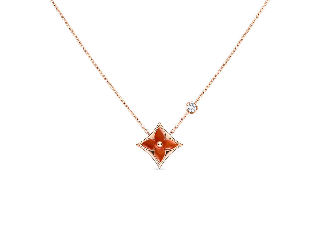 [Olivia Jewelry]STAR NECKLACE PINK GOLD 1 DIAMOND