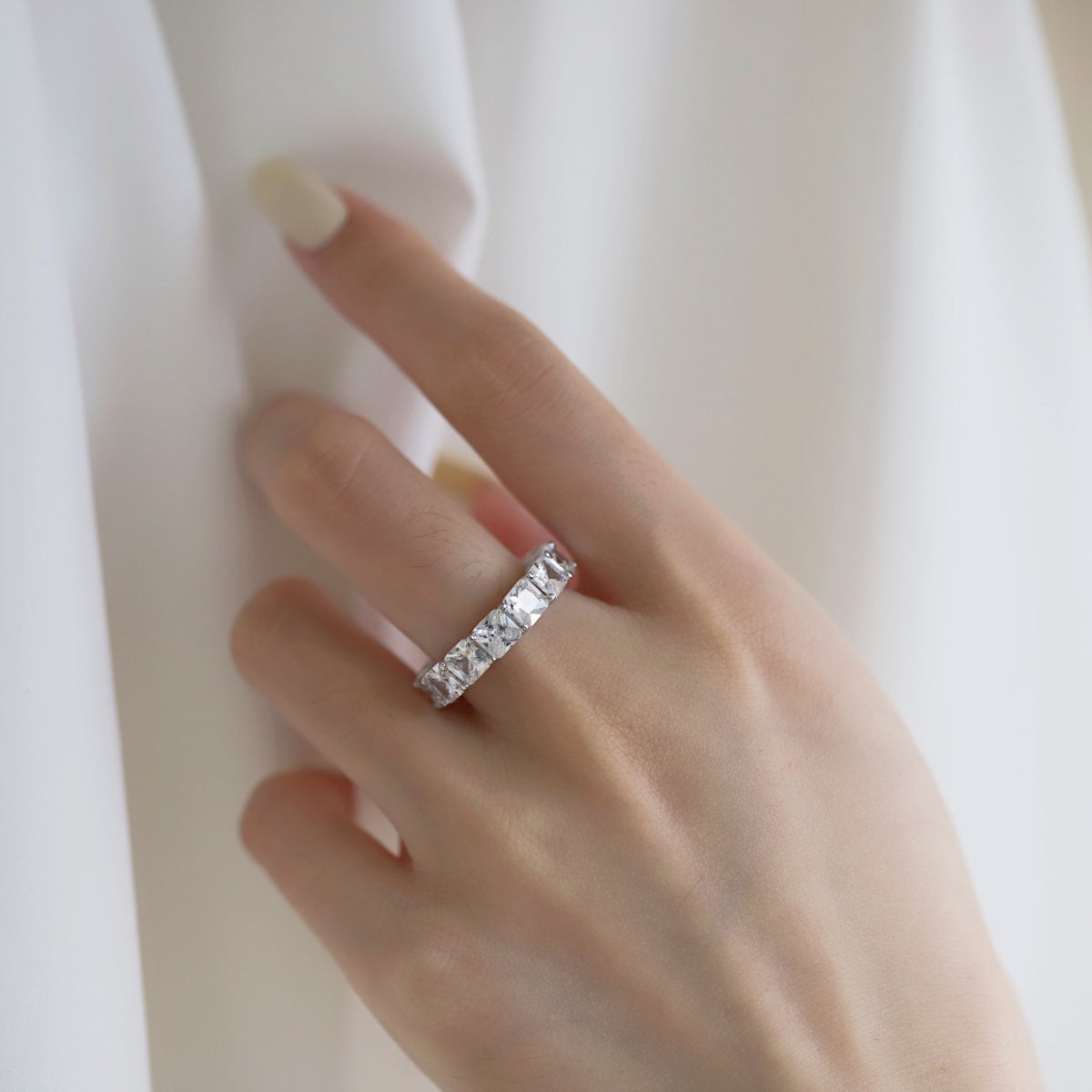 [Olivia Jewelry]Elegant Princess Cut Tennis Ring