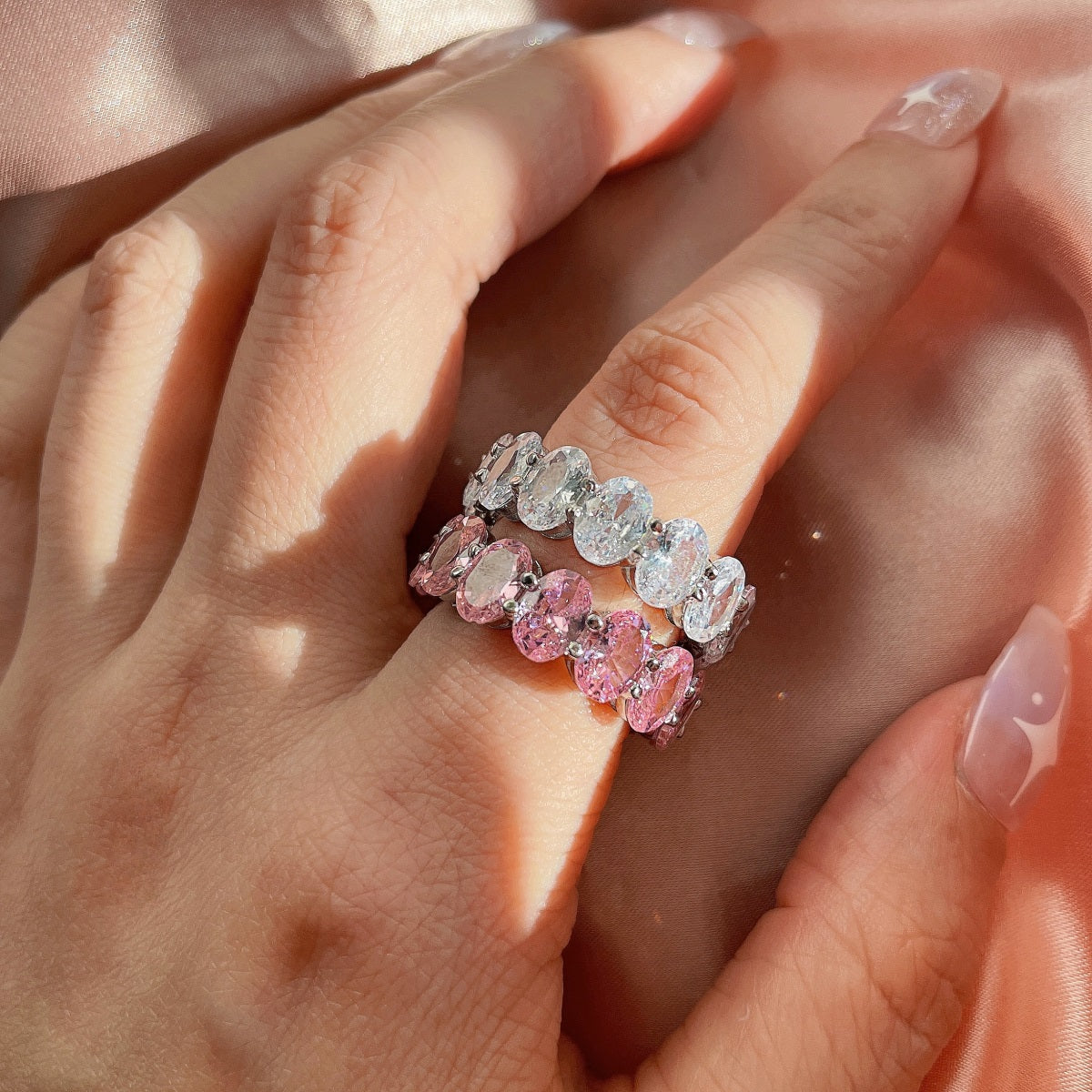 [Olivia Jewelry]Dainty Elongated Cushion Cut Tennis Ring