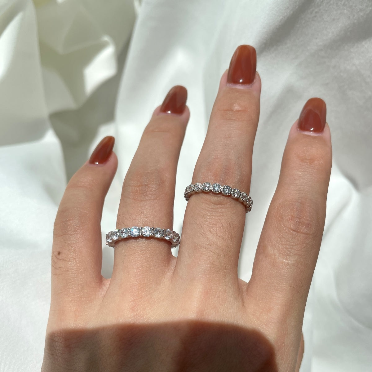 [Olivia Jewelry]Sparkling Round Cut Tennis Ring