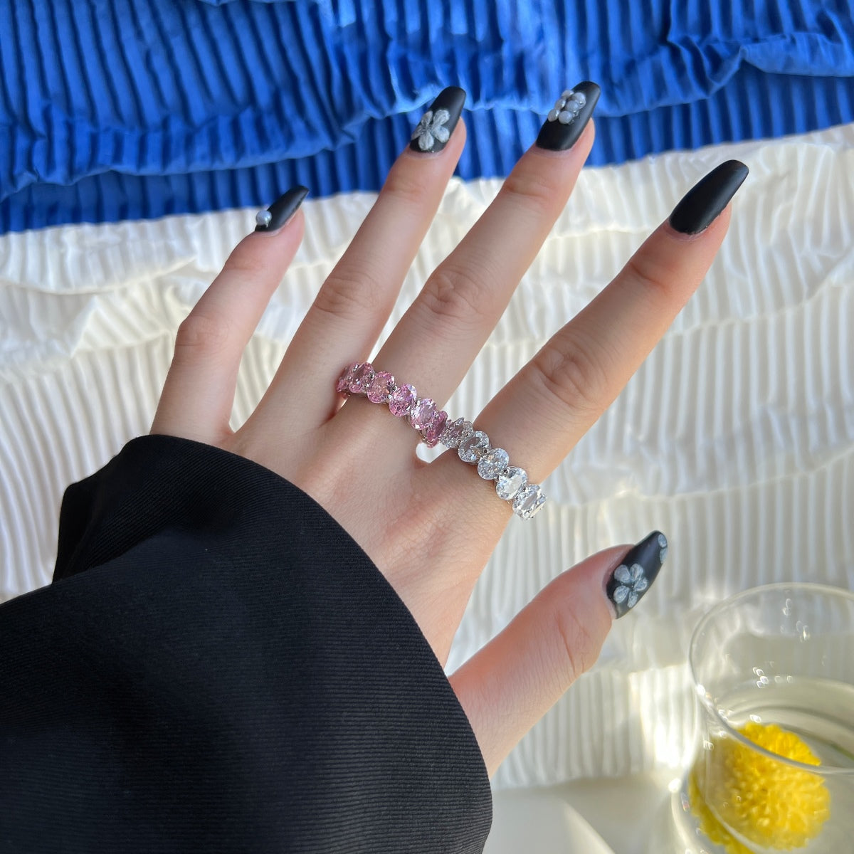 [Olivia Jewelry]Dainty Elongated Cushion Cut Tennis Ring