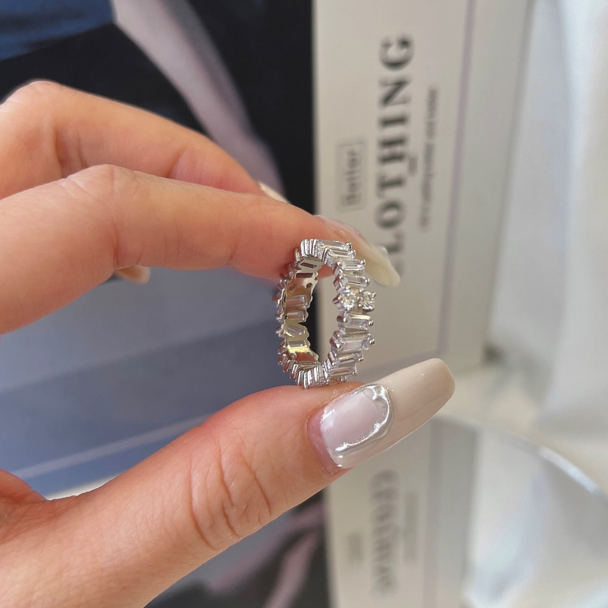 [Olivia Jewelry]Delicate Multi Shape Tennis Ring