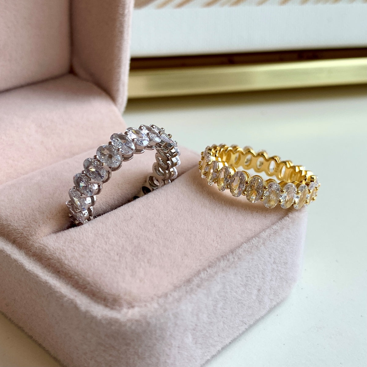 [Olivia Jewelry]Ornate Oval Cut Tennis Ring
