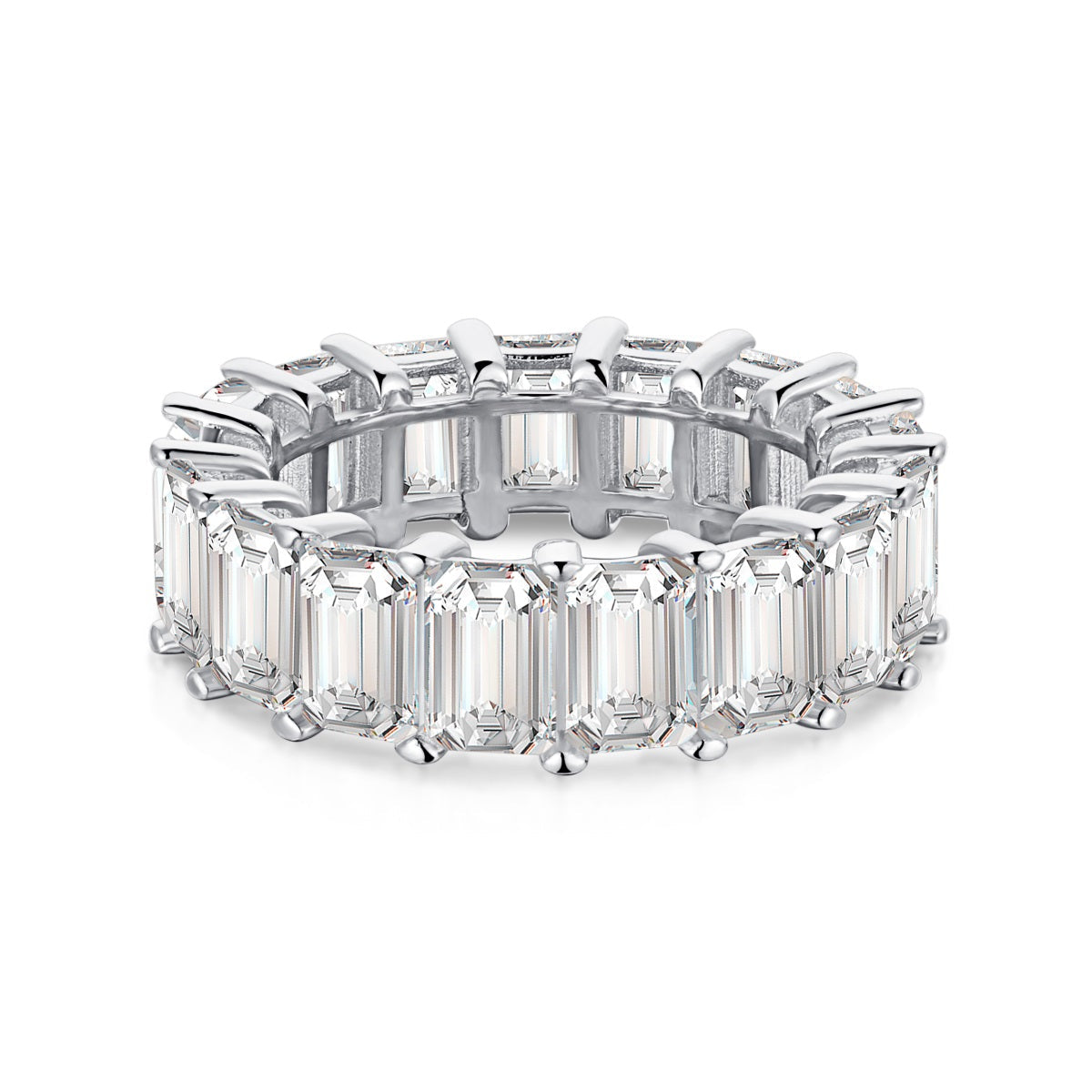 [Olivia Jewelry]0.75 Carat Elegant Emerald Cut Tennis Ring