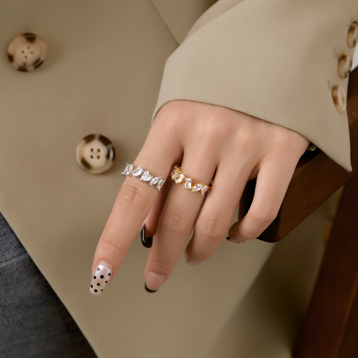 [Olivia Jewelry]Delicate Multi Cut Ring