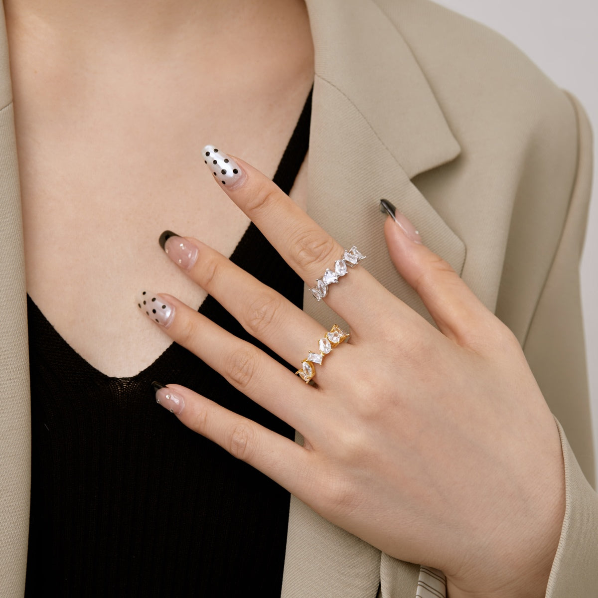 [Olivia Jewelry]Delicate Multi Cut Ring