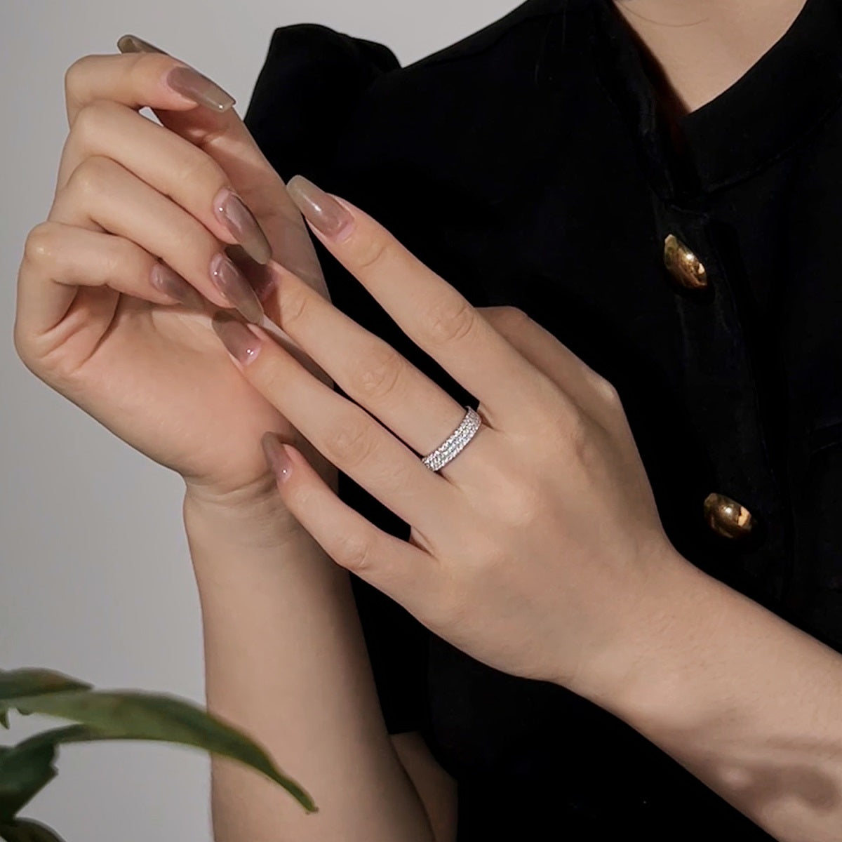 [Olivia Jewelry]Dainty Round Cut Tennis Ring