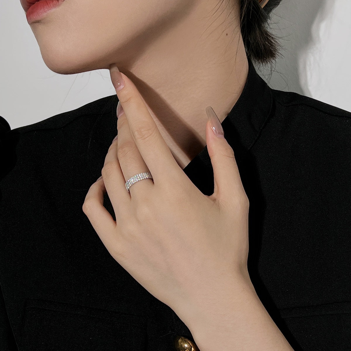 [Olivia Jewelry]Dainty Round Cut Tennis Ring