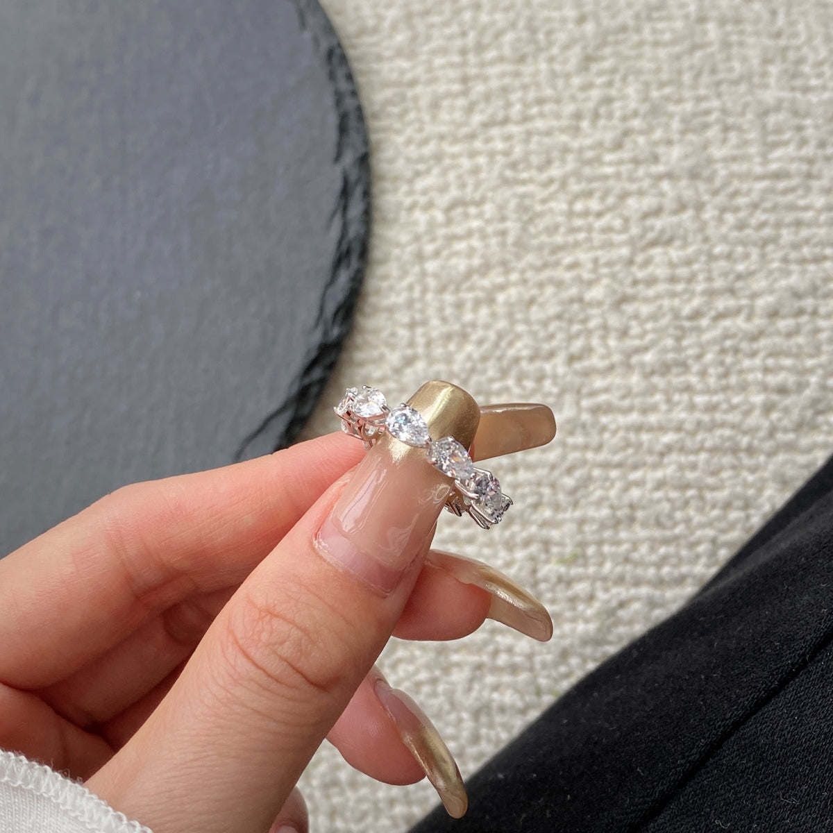 [Olivia Jewelry]Exquisite Pear Cut Tennis Ring