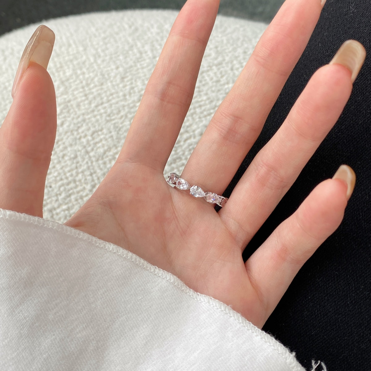 [Olivia Jewelry]Exquisite Pear Cut Tennis Ring