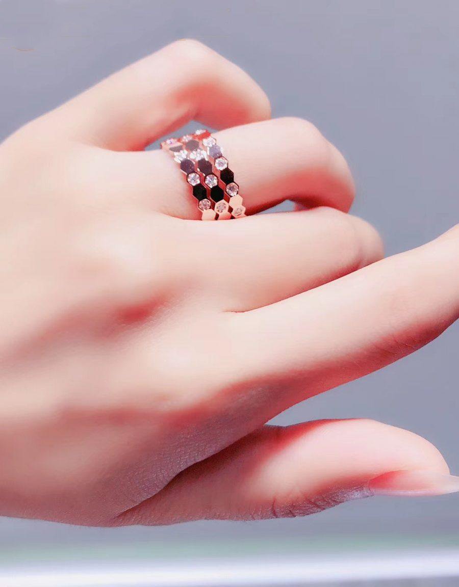 [Olivia Jewelry]BEE LOVE RING PINK GOLD DIAMOND