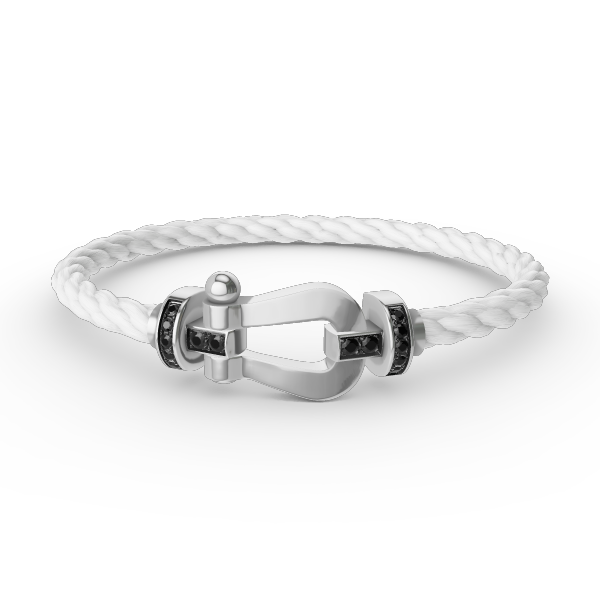 [Olivia Jewelry]FORCE LARGE HORSESHOE BLACK DIAMOND BRACELET SILVER