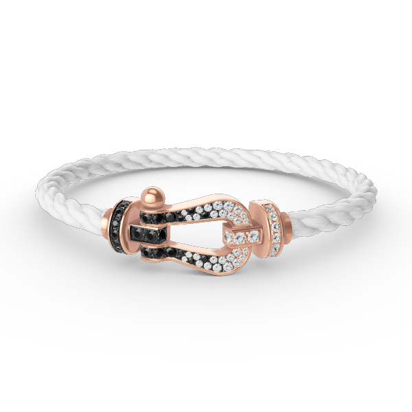 [Olivia Jewelry]FORCE LARGE HORSESHOE BLACK WHITE DIAMOND BRACELET ROSE GOLD