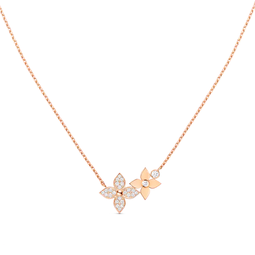 [Olivia Jewelry]STAR BLOSSOM NECKLACE PINK GOLD DIAMONDS