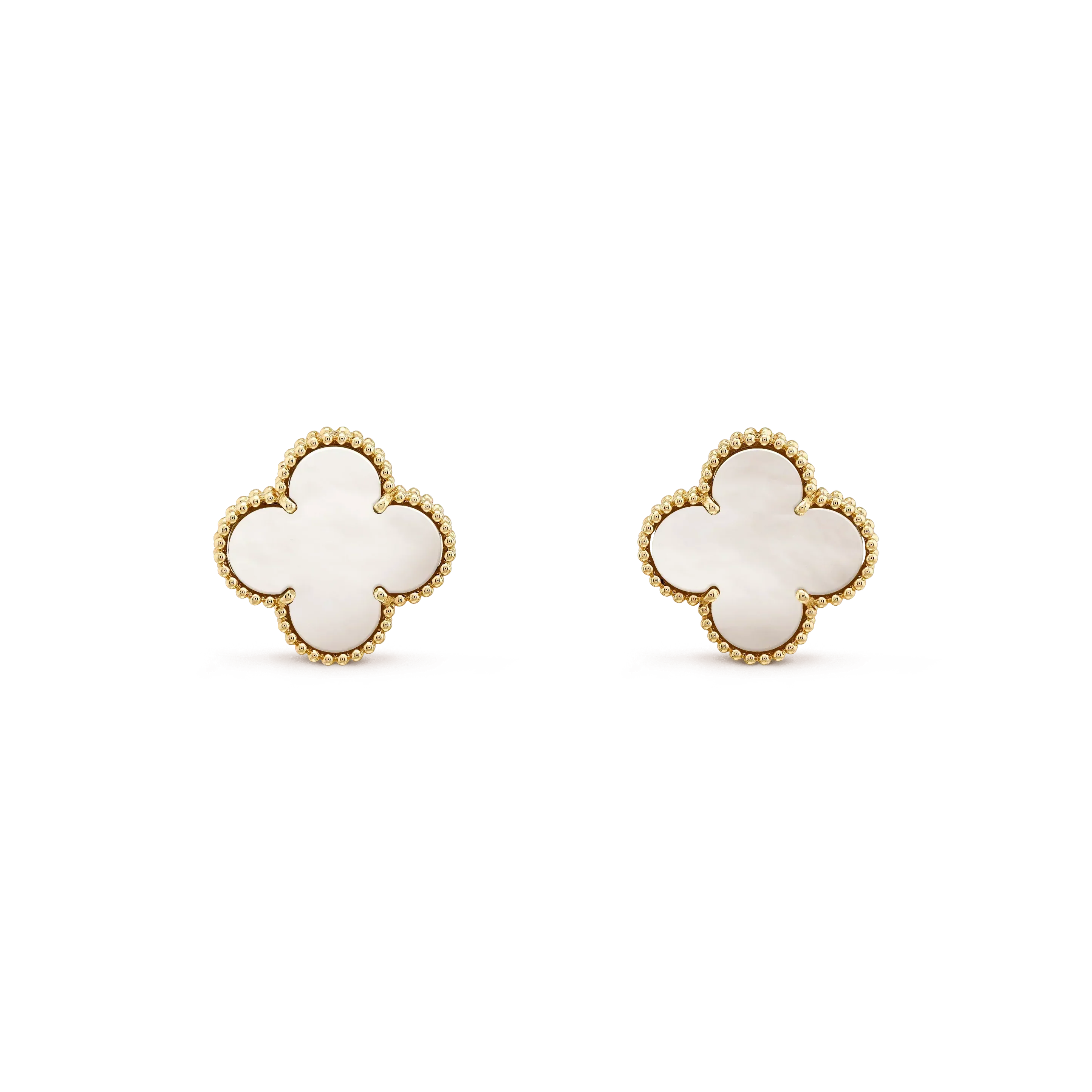 [Olivia Jewelry]CLOVER MEDIUM 1 MOTIFS  WHITE MOP STUD EARRINGS