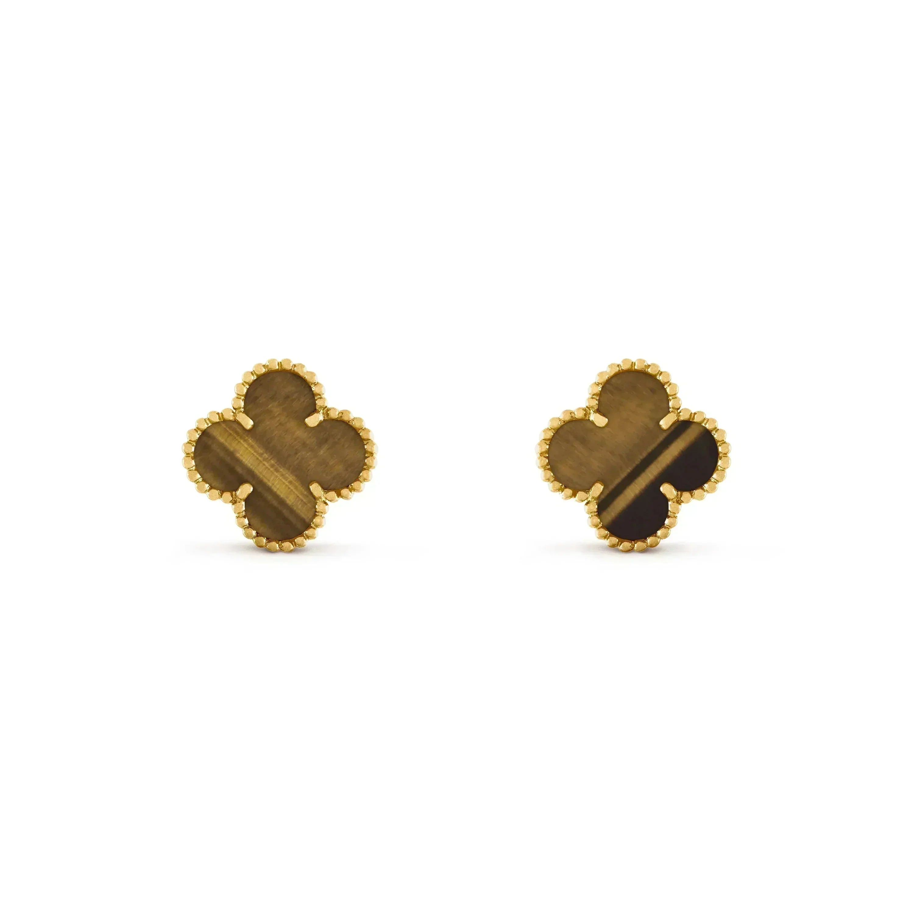 [Olivia Jewelry]CLOVER MEDIUM 1 MOTIFS TIGER EYE EARRINGS